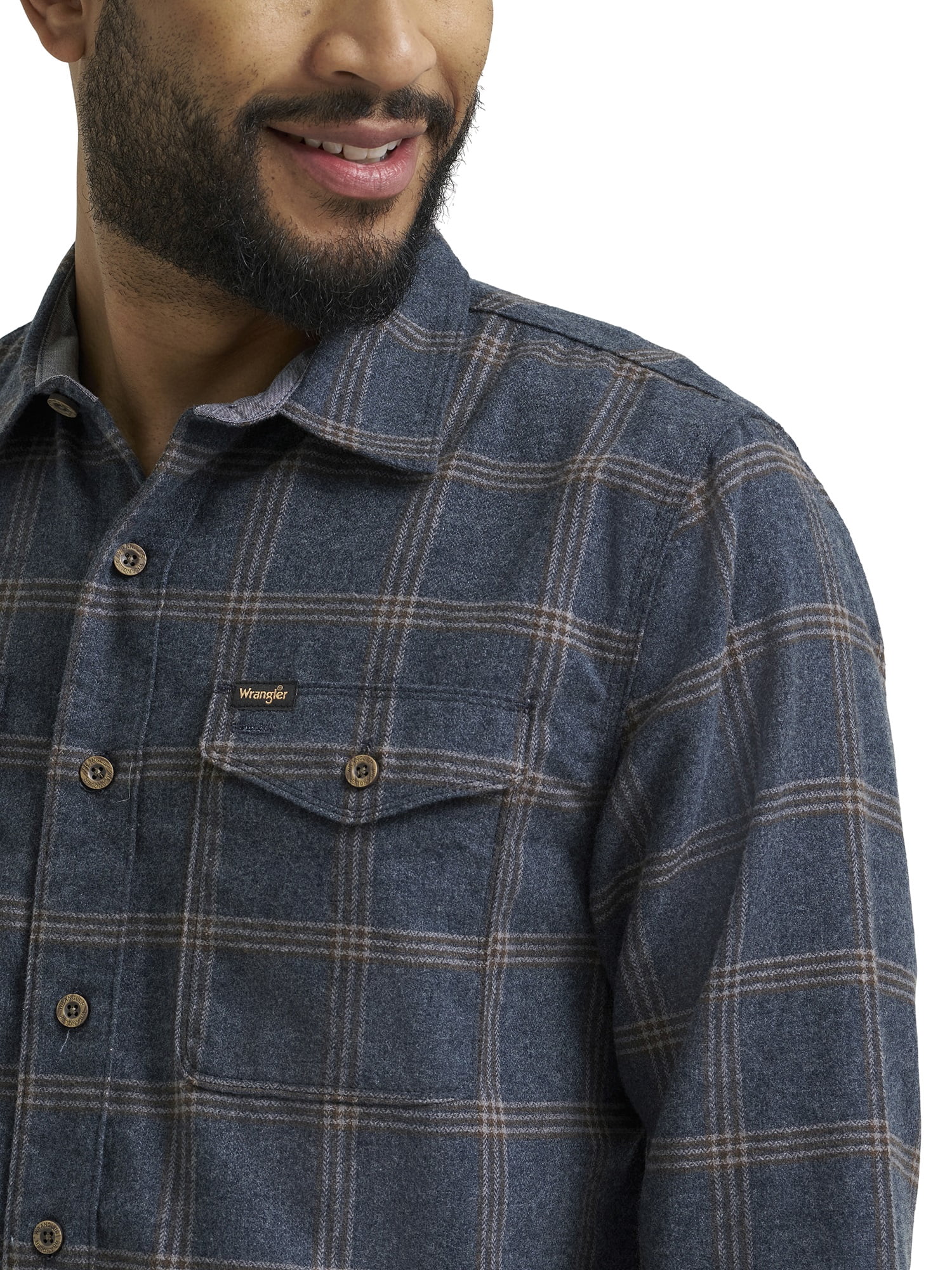 Wrangler Men's Long Sleeve Regular Fit Flannel Plaid Shirt, S-2XL