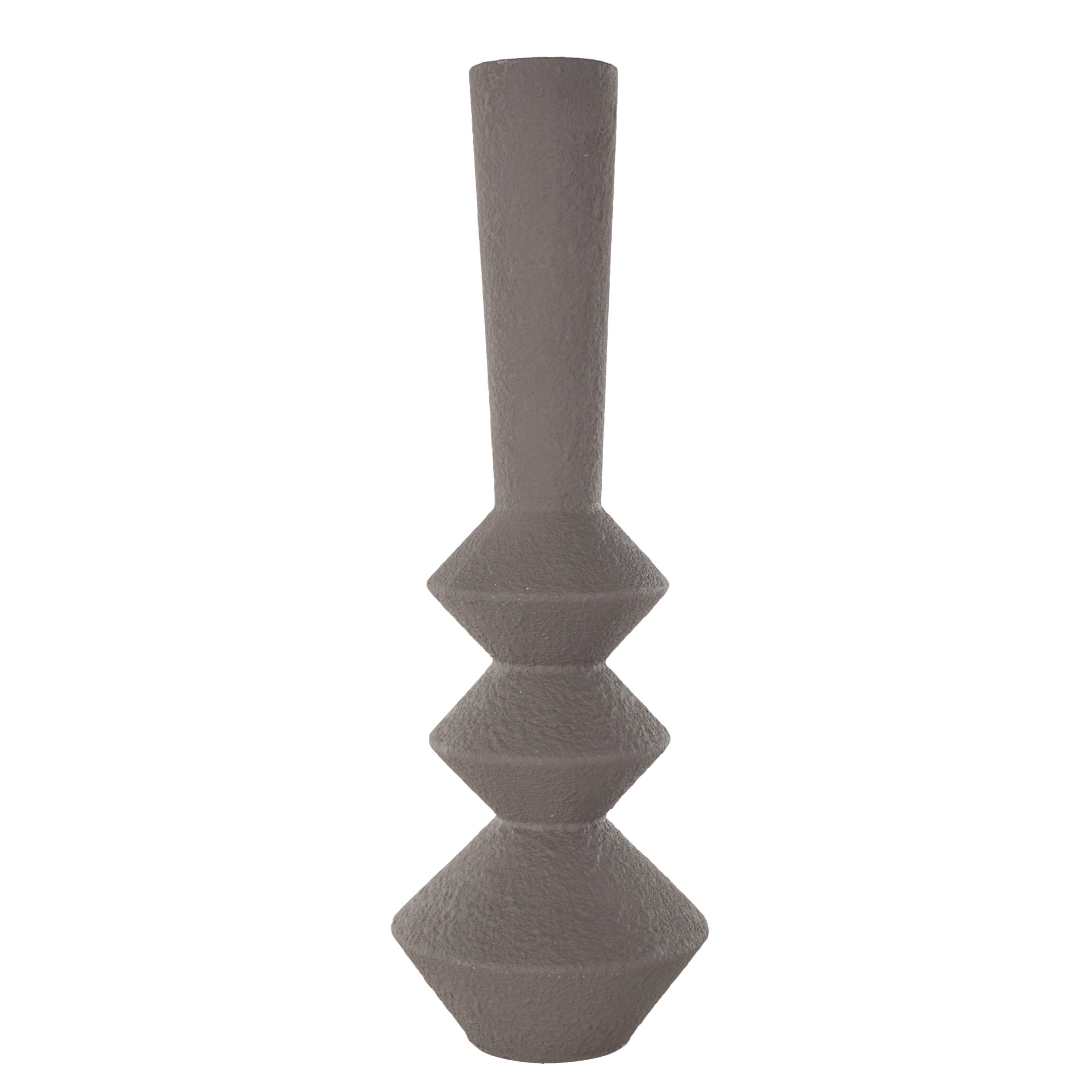 DecMode 30" Art Deco Fluted Dark Gray Metal Vase