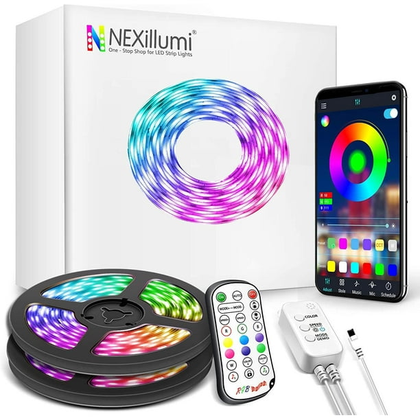 Cjigf 75ft Led Lights For Bedroom Nexillumi Led Strip Lights With Remote And Music Sync Smd5050 Rgb Led Light Strip For Christmas Room Decoration Walmart Com Walmart Com