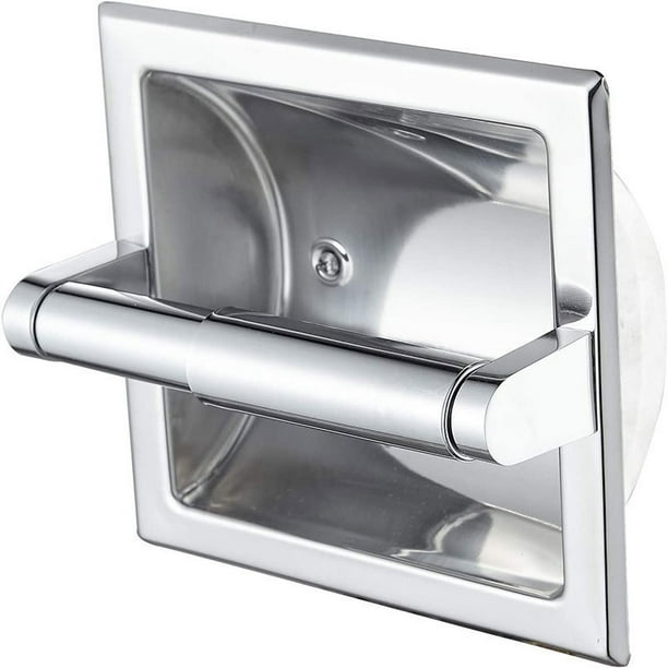 Toilet Paper Holder, Black Recessed Toilet Paper Holder Wall Mount Made of Metal, in Wall Toilet