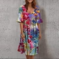 thumbnail image 4 of SMihono Robe d'Été Grande Taille pour Femmes 2023 Mode Femmes Rétro Fleurs Brisées Volants Manches Courtes Confortable Robe Décontractée, 4 of 4