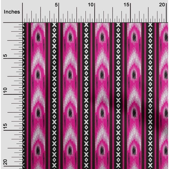 oneOone Georgette Viscose Fabric Stripe & Geometric Ikat Fabric Prints By Yard 42 Inch Wide