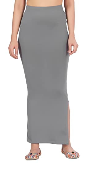 SAI DECORATIVE Women's Lycra Pure Cotton Stretchable Saree Shape wear  Petticoat Color:- Grey & Size:-L