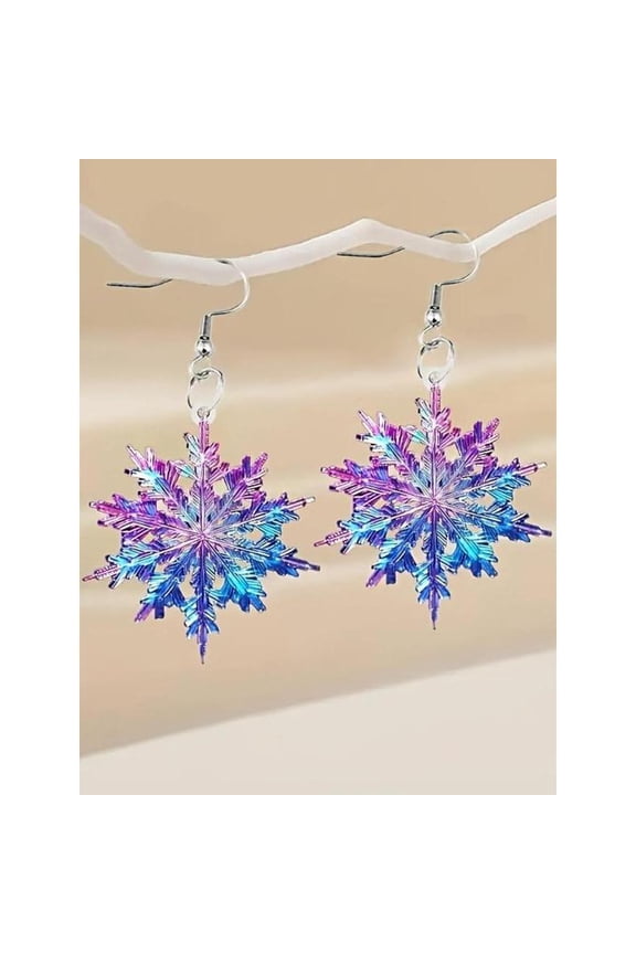 Ombre Color Acrylic Snowflake Design Dangle Earrings, Cute Dangle Earrings for Women, Fashion Jewelry for Party, Daily Decor, Trendy All-match & Exquisite Jewelry for Birthday Gift