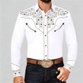 thumbnail image 2 of IWRICH Men's Western Cowboy Shirt Printed Long Sleeve Casual Button down Shirt White XL, 2 of 6