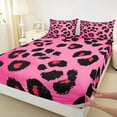 thumbnail image 3 of Castle Fairy Old Fashion Cheetah Print 4 Pieces Queen Sheet Sets for Kids Teens Girls,Black Pink Leopard Print Ultra Soft Flat Sheet,Dreamy Princess Queen Fitted Sheet,Microfiber Bedroom Decor, 3 of 7