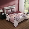 thumbnail image 4 of Bebejan Rosewood Harmony 3 Piece Quilted Coverlet Set, Queen, Red, 200 Thread Count, 100% Cotton Sateen, Reversible, 4 of 9