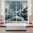 thumbnail image 2 of Ambesonne Lake Kitchen Curtains, Ethnic Boho Mandala Mountains, 55"x24", Night Blue, 2 of 3
