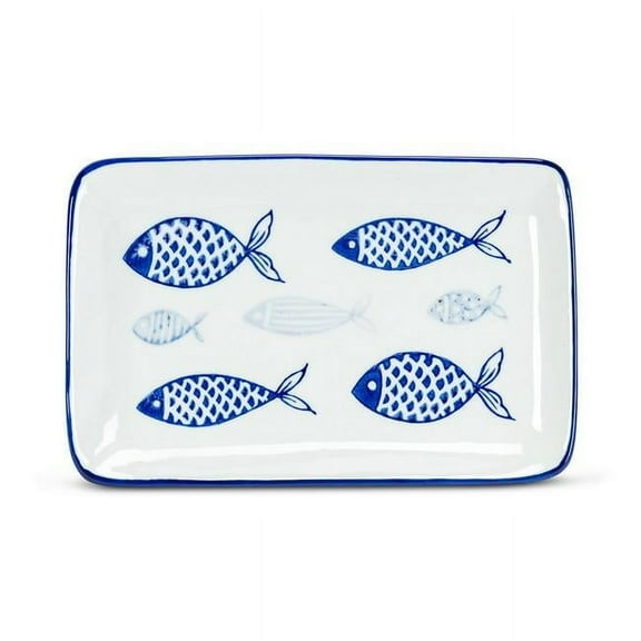 5 x 7.5 in. Porcelain Dinner Plate, Blue & White - Large
