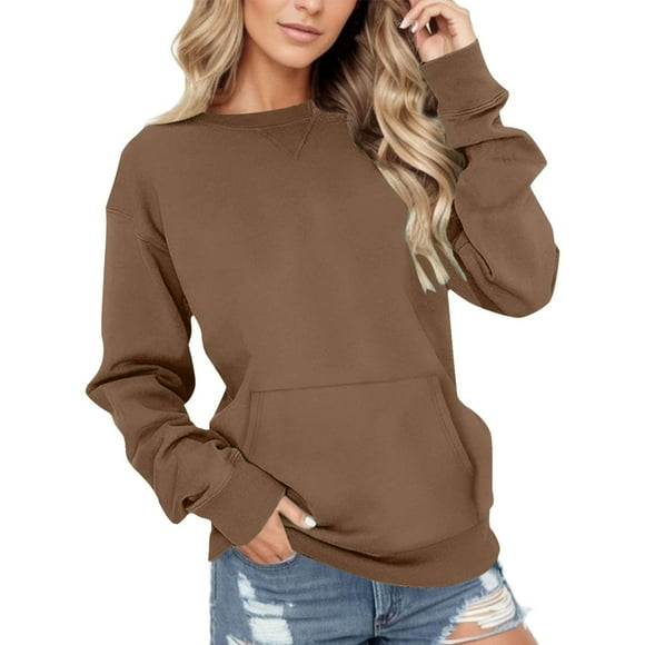 DondPO Essentials Hoodie Hoodies for Women Women'S Sweatshirt Short Pullover Sweater Wool Pocket Hoodie Fall Clothing Long Sleeve Shirts Sweatshirt for Women Coffee M