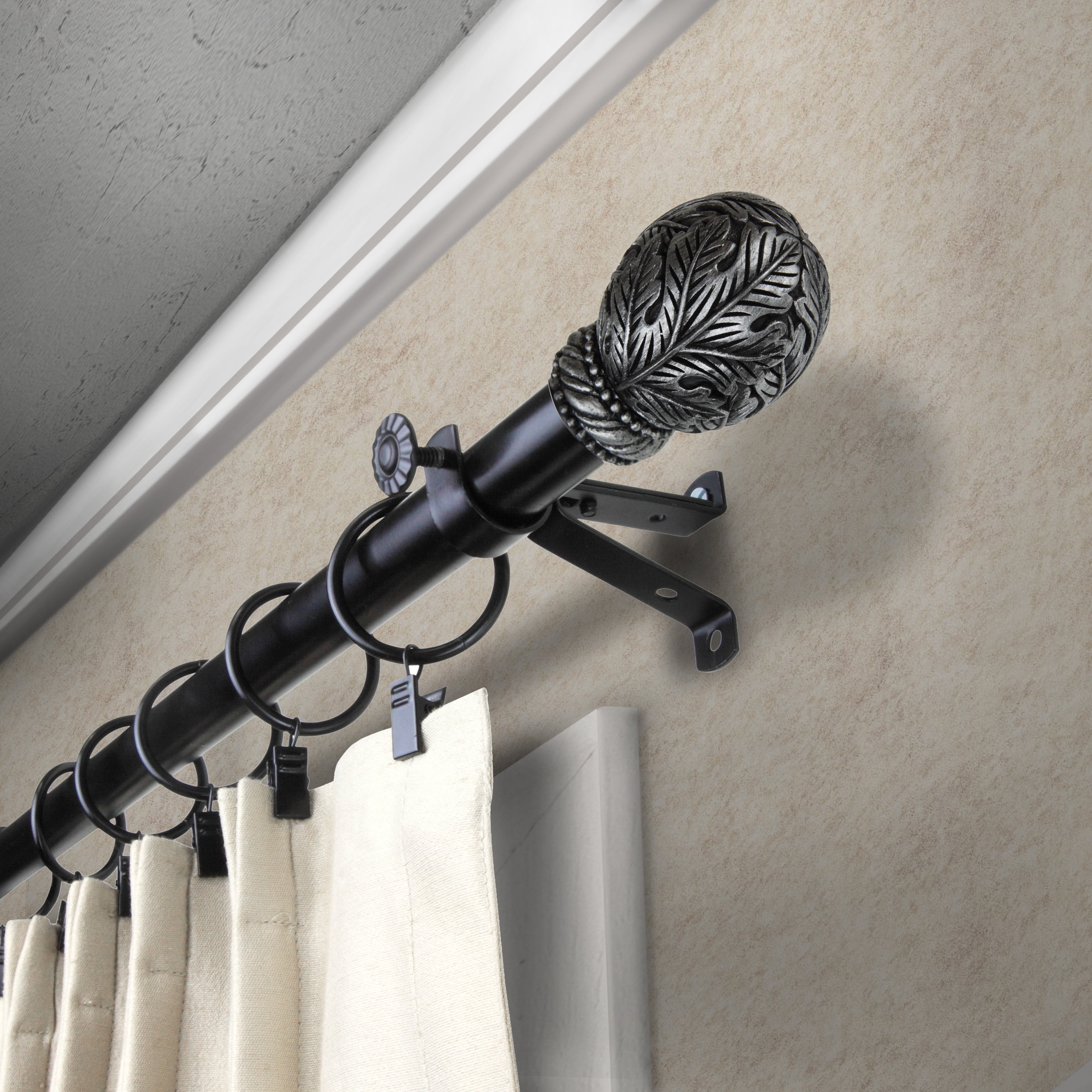 13/16" Dia Adjustable 48-84" Santino Curtain Rod in Black