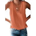 thumbnail image 1 of Camiseta de Tirantes Holgada Sin Mangas con Cuello en V y Encaje de Pestañas de Verano, Color Naranja, Talla XL, 1 of 9