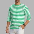 thumbnail image 1 of Ceisia Men's Spring Summer Casual Regular Fit Crew Neck Three-Quarter Sleeve T-Shirt Multi-Color Striped Cotton-Like Jersey Stretch Fabric Mint Green M Gifts, 1 of 6