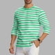 thumbnail image 1 of Ceisia Men's Spring Summer Casual Regular Fit Crew Neck Three-Quarter Sleeve T-Shirt Multi-Color Striped Cotton-Like Jersey Stretch Fabric Mint Green M Gifts, 1 of 6