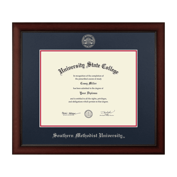 Framerly - SMU Diploma Frame with Navy and Red Mat