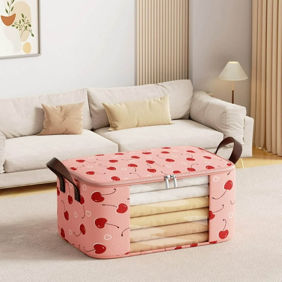 Hauiodp Large Clothes Storage Bins, Covered Storage Box with Clear Window & Handles, Wardrobe Organizer and Storage Cube Basket, Suitable for Homes, Wardrobes, Blankets and Dormitories