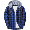 thumbnail image 2 of UDAUDU Men's Flannel Hoodie Shirts Button Down Plaid Jacket Shirts Casual Long Sleeve Business Office Lightweight Outdoor Hoodie Shirts with Pocket XL, 2 of 4