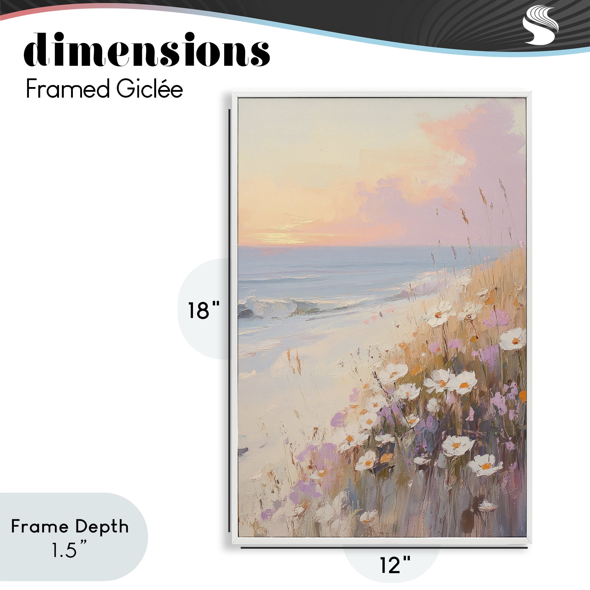 Stupell Industries Pastel Sunset Wildflowers By Sea White Framed Giclee Art, design by Sisi and Seb