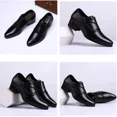 thumbnail image 6 of Men's Genuine Leather Chunky Heel Monk Strap Dress Loafers Fashion Classic Pointed Toe Low Top High Heel Slip On Chelsea Casual Business Formal Shoes, 6 of 8