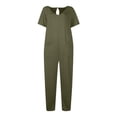 thumbnail image 4 of TAGOLD Womens Summer Pants,Fashion Women Casual Short Sleeve Jumpsuit Solid Jumpsuits Wide Pocket Leg Pant, 4 of 5