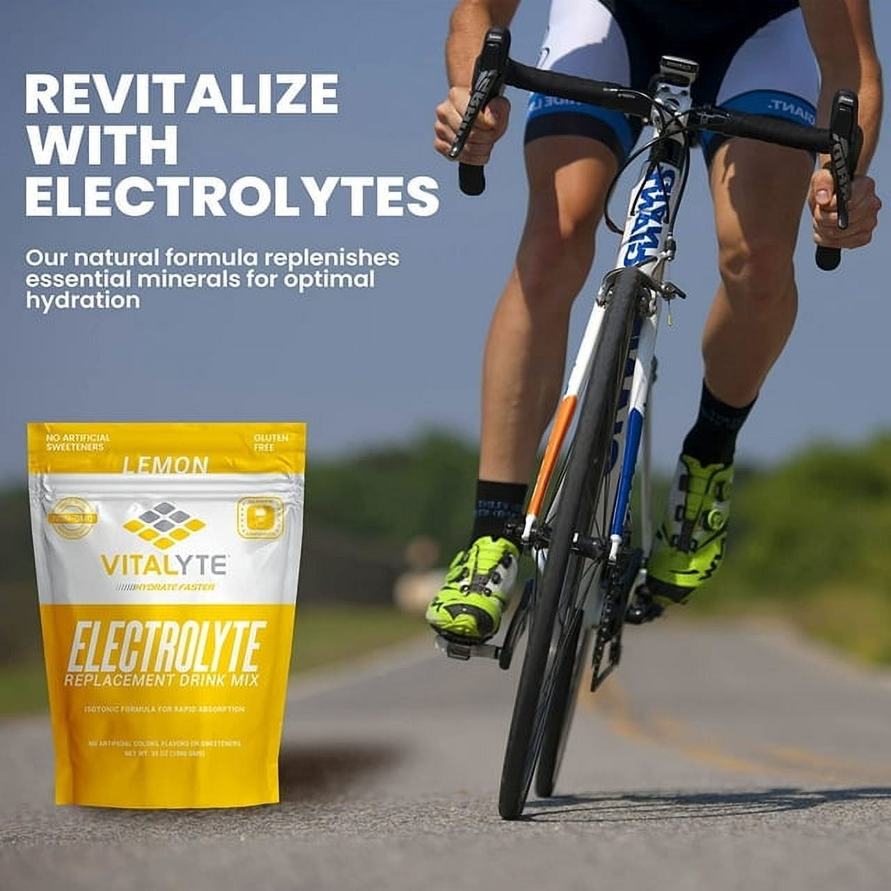 Vitalyte Lemon Electrolyte Powder Mix, Isotonic Hydration, 160 Servings (4-Pack, 35 oz each)