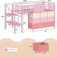 thumbnail image 2 of AOGLLATI Twin Size Low Loft Bed with 9 Storage Drawers and Under-Bed Hideaway, Metal Loft Bed with Storage Shelf and LED Lights Pink, 2 of 11
