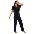 thumbnail image 2 of Zoeecloth Women’s 2Pcs Pajama Pjs Sets Short Sleeve Top with Shorts Pajama Long Pants Set Button down Soft Lounge & Sleepwear L-XL, 2 of 8