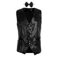 thumbnail image 2 of TheFound Men Stylish Suit Blazer Deep V-neck Solid Color Sequins Slim Vest, 2 of 7