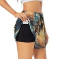 thumbnail image 1 of Balery Sailing Dancing Dolphin Pantalones cortos deportivos para mujer con forro y dos bolsillos, elásticos, para entrenamiento, gimnasio, yoga-XX-Large, 1 of 7