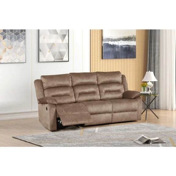 Bronzing Fabric Power Reclining Sofa, Soft Pillow Top and Armrest Living Room Tufted Sofa Couch, Tan