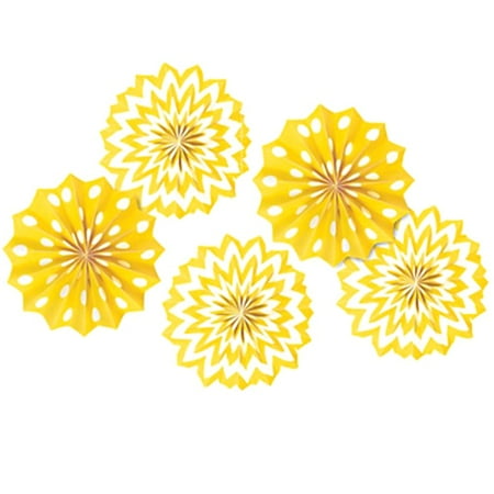 

8 Designs Paper Fans set of 5