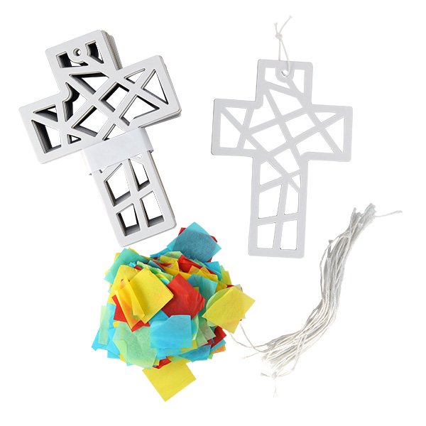 24 Pack DIY Cross Suncatcher Tissue Paper Crafts