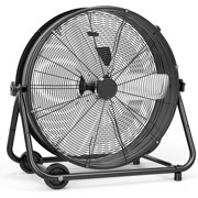 24 Inch Industrial Drum Fan, Floor Fan 3 Speed Heavy Duty Metal Air Circulator, Industrial Fan for Warehouse, Workshops, Garage, Factory and Basement