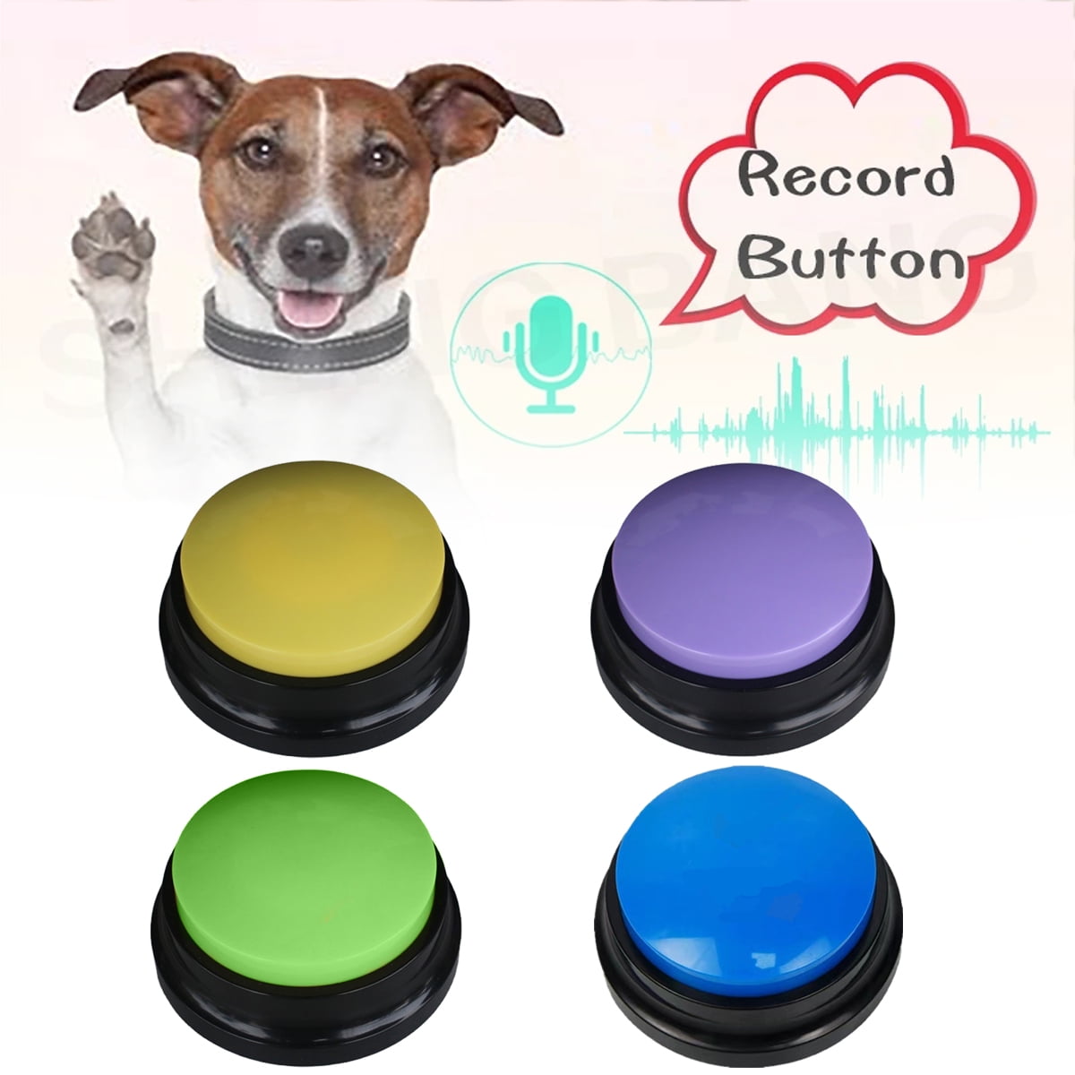 Recordable Button 30 Second Recording Button,Talking Buttons for Dogs Neutural Set of 6 Color Sound Button Pet Training Buzzer 