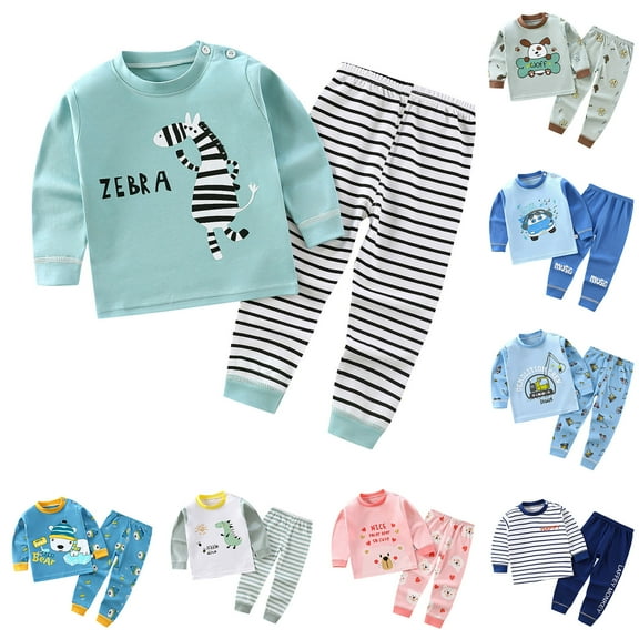 Toddler Girls Boys Pajamas Baby Long Sleeve Cute Cartoon Tops Pants Sleepwear Pj Sets,2 Piece,6-12 Months