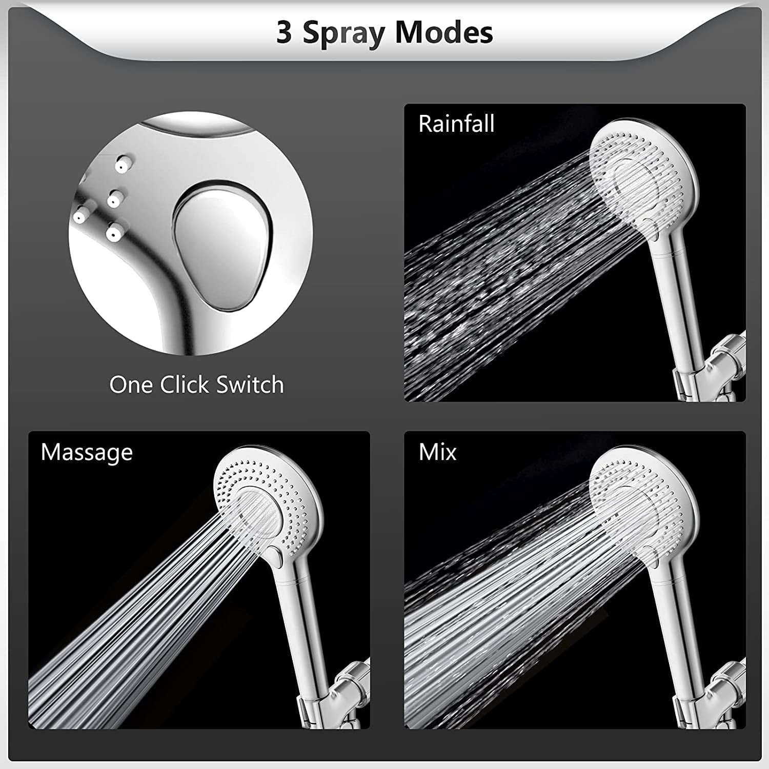 EAARSUO Handheld Shower Head with Filter, Hard Water Filter Shower Head  with 9 Mode, High Pressure Filtering Shower Head, Water Softener Shower Head  for Hard Water, Shower Envy Shower Heads (Chrome) 