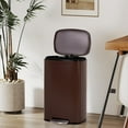 thumbnail image 2 of CL.HPAHKL 50 Liter / 13 Gallon Garbage Can, Fingerprint-Proof Garbage Can with Lid Stainless Steel Kitchen Trash Can with Removable Inner Bucket Step Trash Can, Brushed Stainless Steel Finish, Brown, 2 of 7