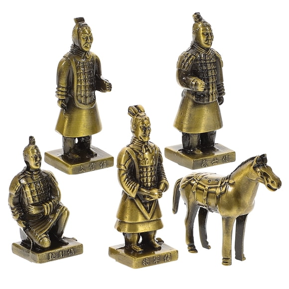 1 Set Vintage Alloy Terracotta Warriors Statue Terracotta Warriors Figurine Decorations