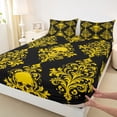 thumbnail image 4 of Homewish Black Gold Skull Bed Sheets,Hipple Damask Full Size Sheets,Happy Halloween Bed Set,4pcs,1 Flat Sheet, 1 Fitted Sheet and 2 Pillowcases, 4 of 6