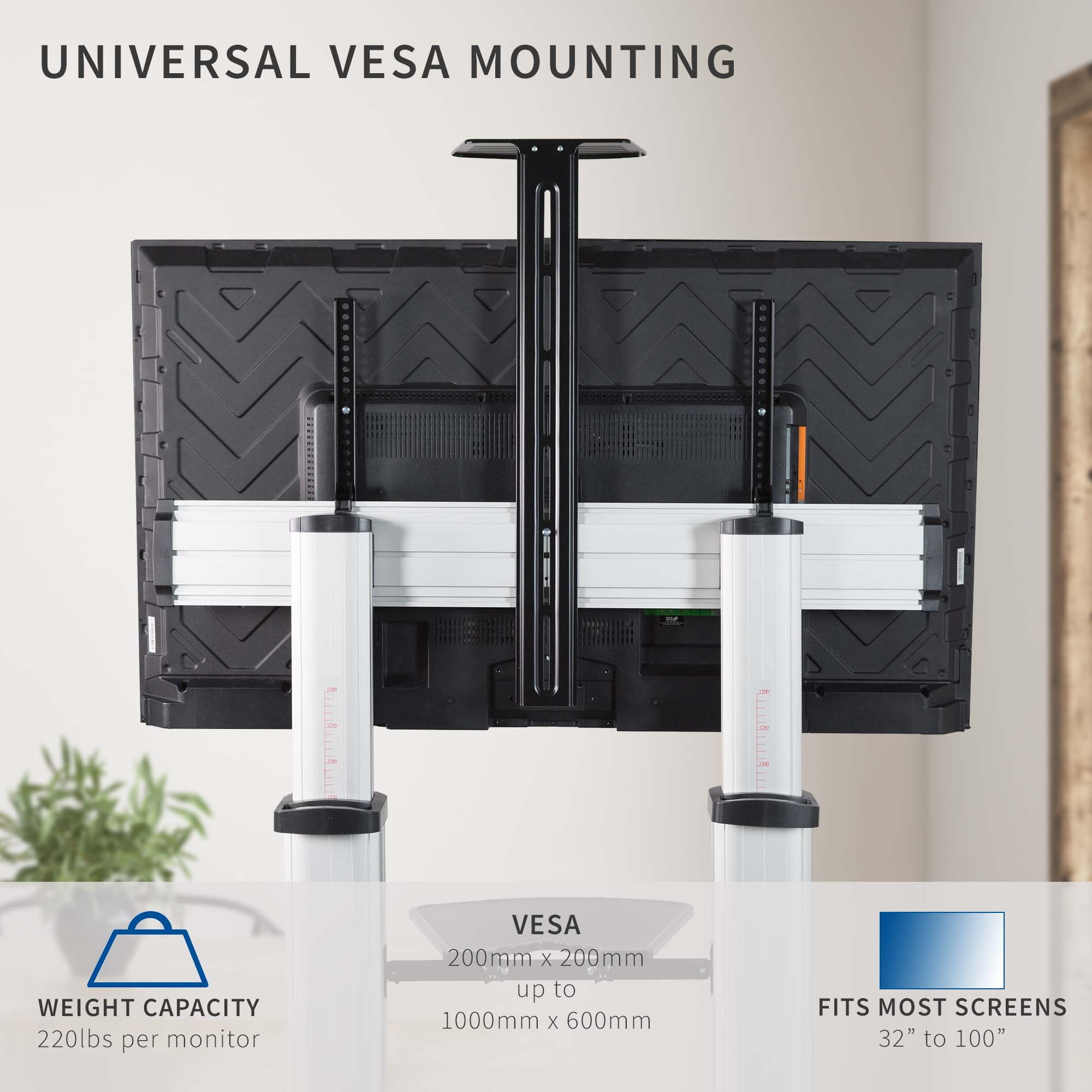 Ultra Heavy Duty Mobile Stand TV Cart Mount, Fits 32" to 100" Flat Screens
