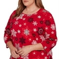 thumbnail image 4 of Alfred Dunner Womens Plus-Size Embellished Snowflake Pleated Neck Top, 4 of 4