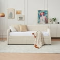 thumbnail image 2 of Jopath Twin Upholstered Daybed Frame with Trundle, Sofa Bed with Wood Slat Support for Bedroom Living Room Guest Room,Beige, 2 of 9
