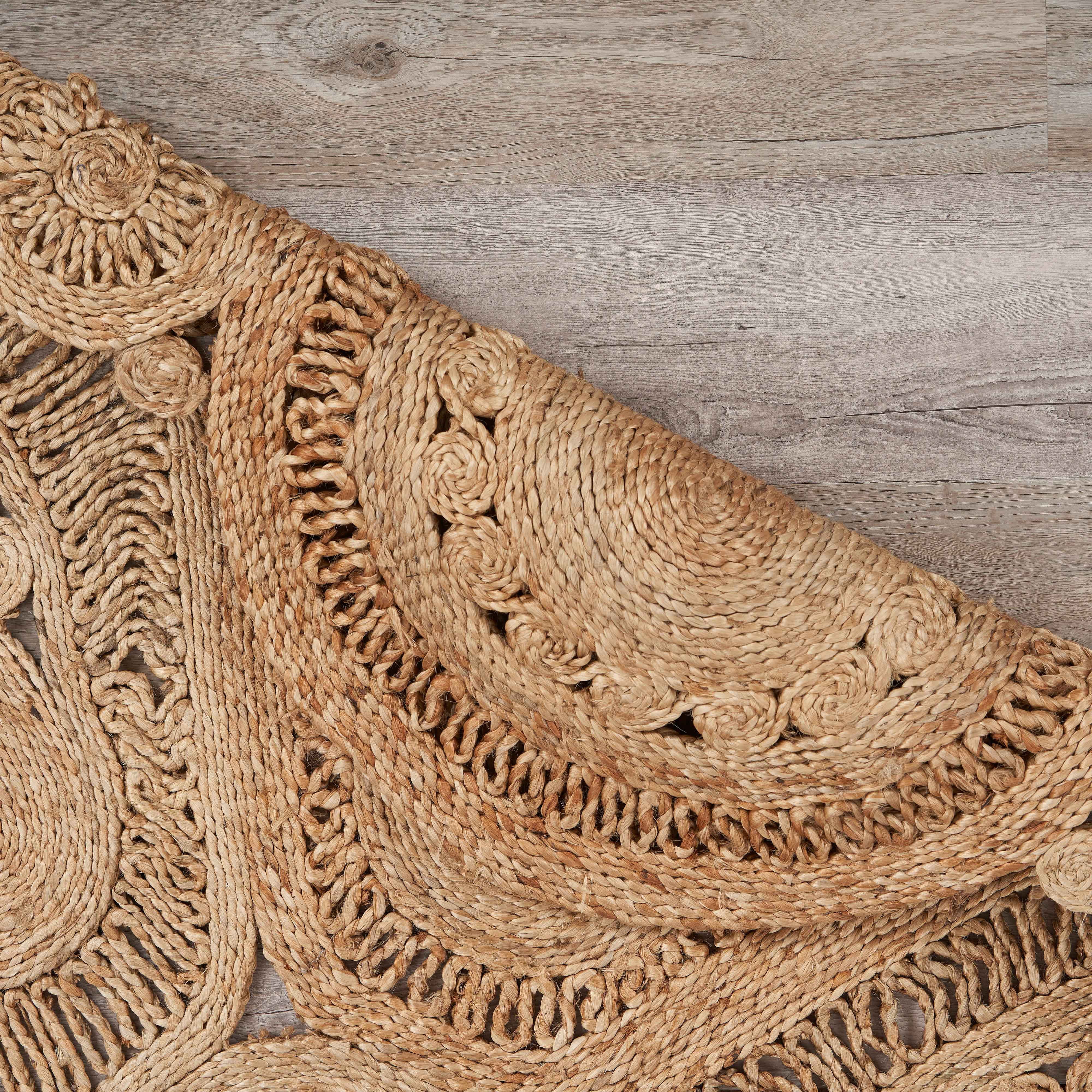 Harlow Hill Cora 6' Round Brown Solid Hand Braided Reversible Jute Indoor Area Rug