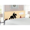 thumbnail image 2 of Western Headboard, Image Art of Cowboy Riding Horse Towards Sunset in Wild West Desert Hero, Upholstered Decorative Metal Bed Headboard with Memory Foam, Full Size, Yellow Orange Black, by Ambesonne, 2 of 4