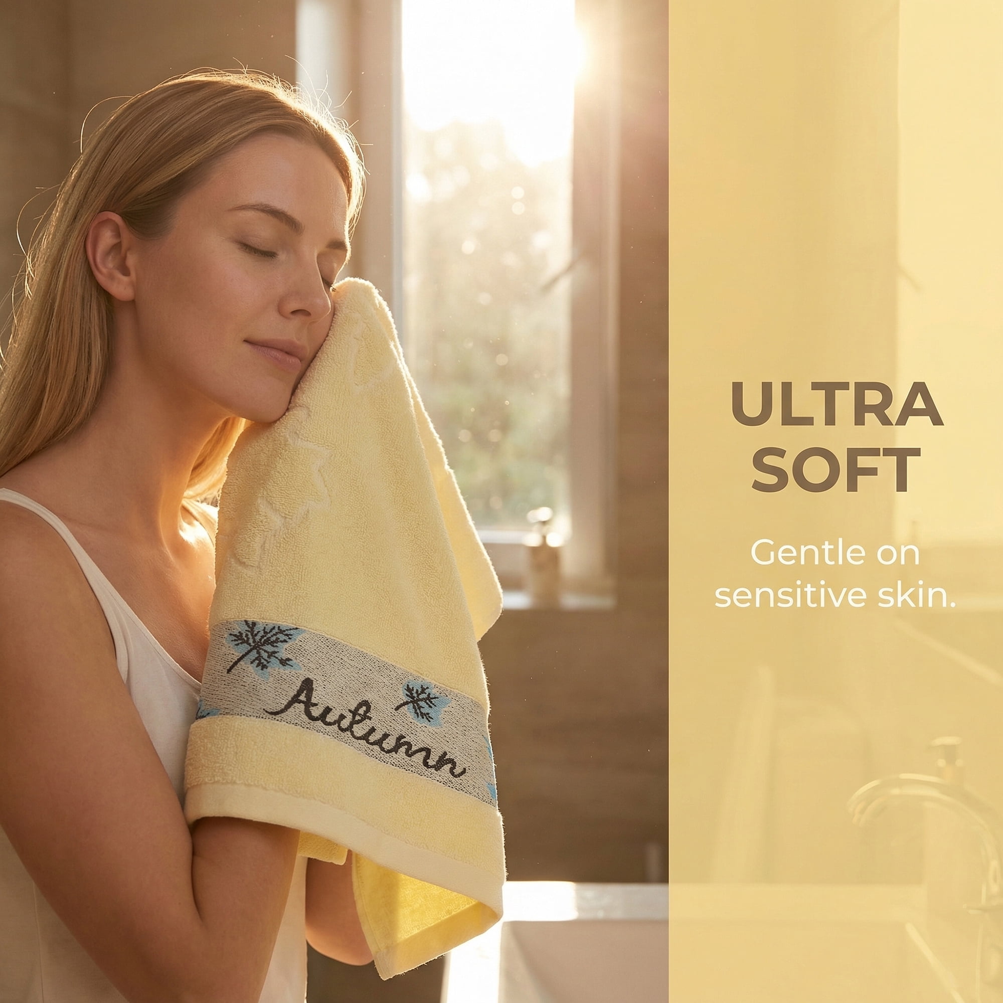 Unique Bargains Maple Leaf Jacquard Soft Absorbent Quick Dry Towels Yellow 2pk