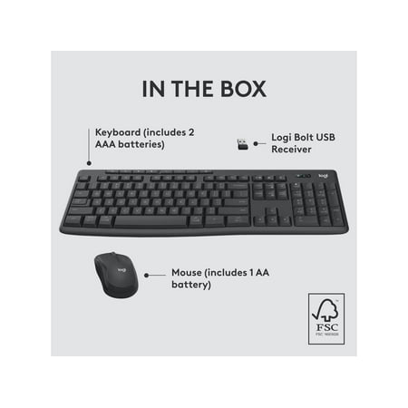Logitech - MK370 Combo for Business Full-Size Wireless Keyboard and Mouse Bundle with Secure Logi Bolt USB Connection - Graphite