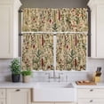 thumbnail image 4 of 3 Piece Kitchen Curtains and Valances Set Rustic Botanical Cafe Curtains 24 Inch Length Vintage Floral Wildflower Valance & Tier Curtain for Living Room Bedroom Small Window 54"x18"+27"x24"*2, 4 of 6