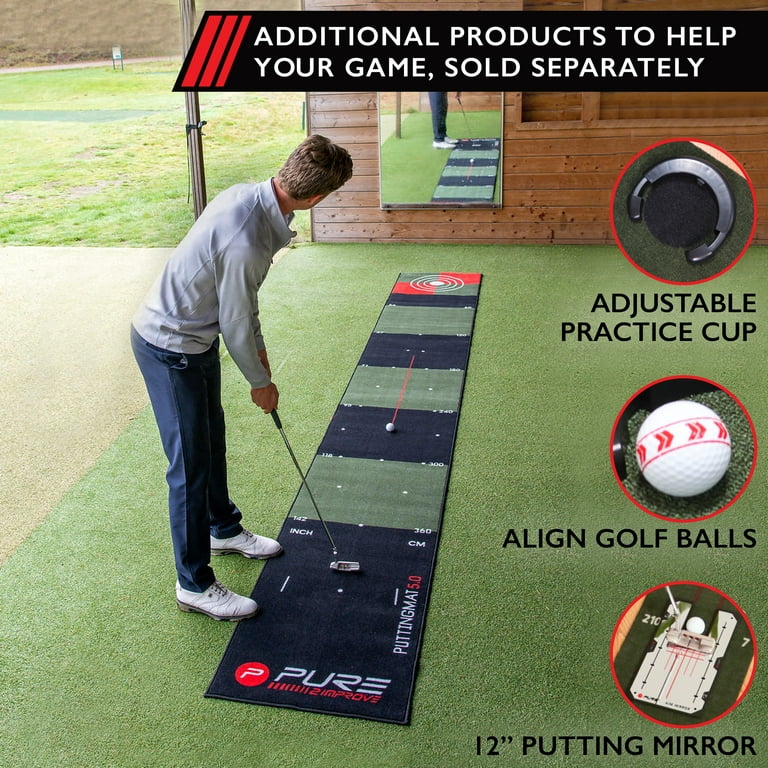 Pure2Improve 5.0 Golf Indoor/Outdoor Putting Mat with Flat Roll Out, Pure  Rolling Surface, and Target Aiming Spots, 16.5' x 26 (5 M) 