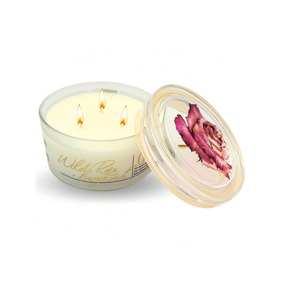 Velas Aromáticas Decorativas Premium, Rosa Salvaje y Bergamota, Vela Grande 285gr 10oz, Velas de Aromaterapia, Perfume de Larga Duración 45 hrs, Frescura y Elegancia