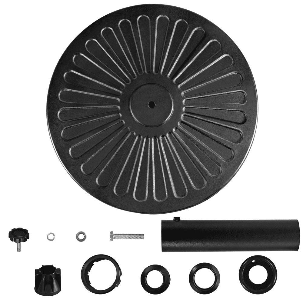 Alden Design 17.5 lbs Black Round Resin and Iron Patio Umbrella Base with Water Resistant